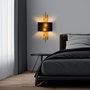 Opviq Axıs - 15114 Lámpara de Pared de Metal y Tela Dorado y Negro